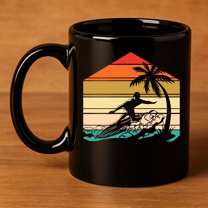 Surfer Summer Tropical Sunset 11oz C Handle Ceramic Mug