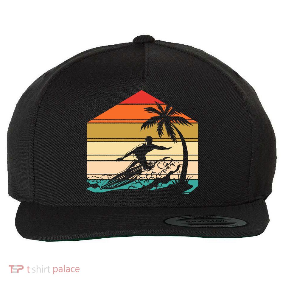 Surfer Summer Tropical Sunset Wool Snapback Cap
