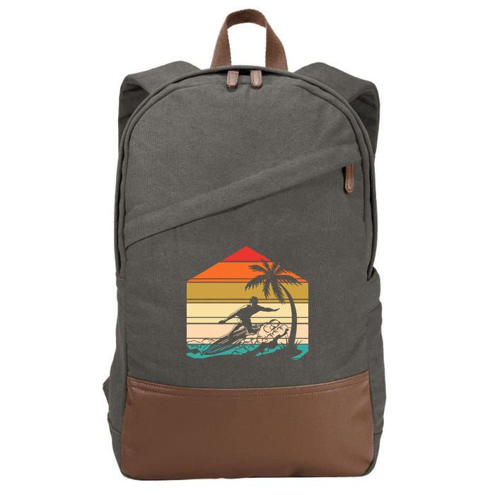 Surfer Summer Tropical Sunset Cotton Canvas Backpack