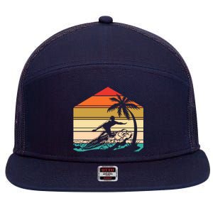 Surfer Summer Tropical Sunset 7 Panel Mesh Trucker Snapback Hat