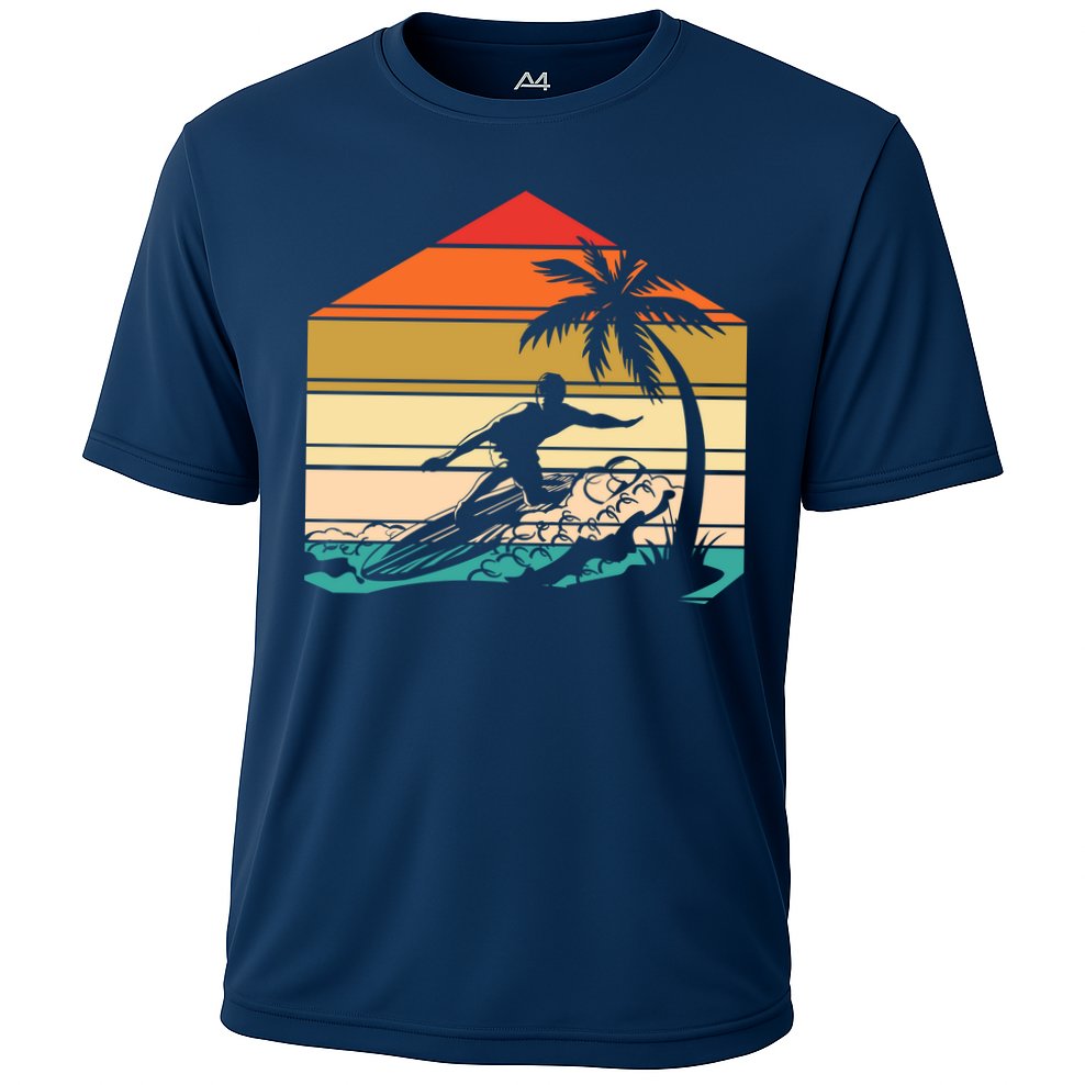 Surfer Summer Tropical Sunset Cooling Performance Crew T-Shirt
