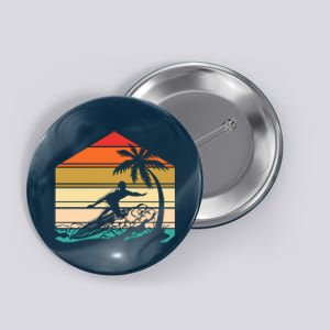 Surfer Summer Tropical Sunset Button