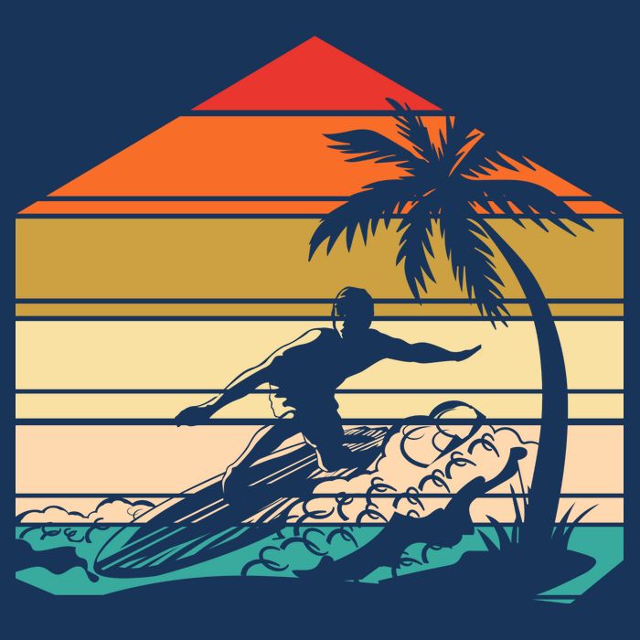 Surfer Summer Tropical Sunset 7-Panel Snapback Hat