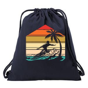 Surfer Summer Tropical Sunset Drawstring Bag