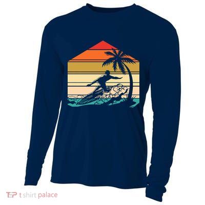 Surfer Summer Tropical Sunset Cooling Performance Long Sleeve Crew