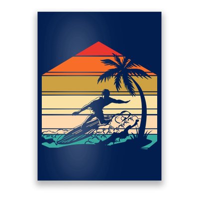 Surfer Summer Tropical Sunset Poster