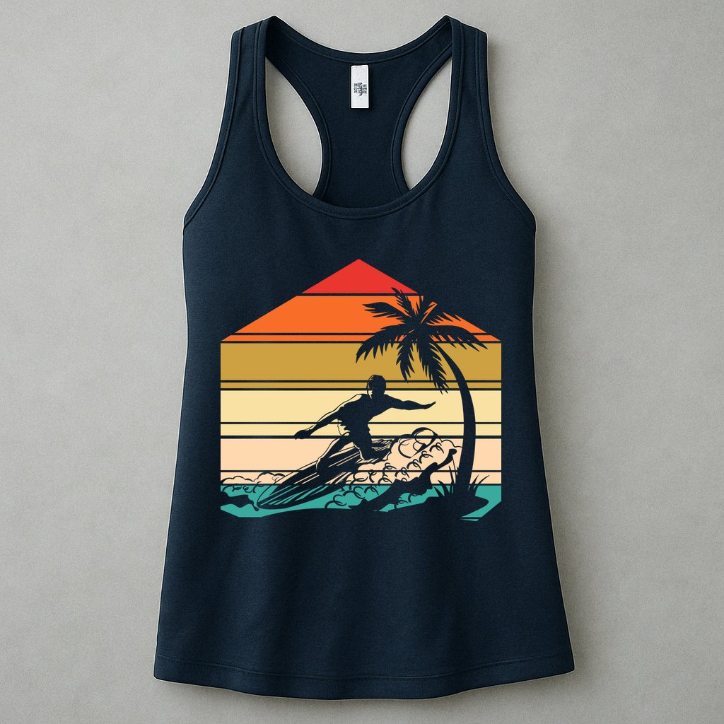Surfer Summer Tropical Sunset Womens Tank Top