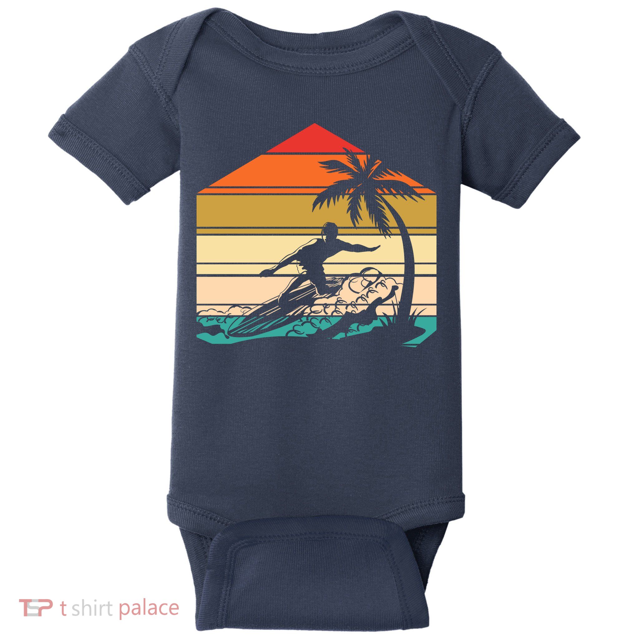 Surfer Summer Tropical Sunset Baby Bodysuit