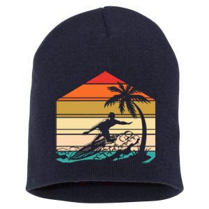 Surfer Summer Tropical Sunset Short Acrylic Beanie