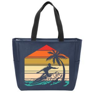 Surfer Summer Tropical Sunset Zip Tote Bag