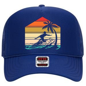 Surfer Summer Tropical Sunset High Crown Mesh Back Trucker Hat