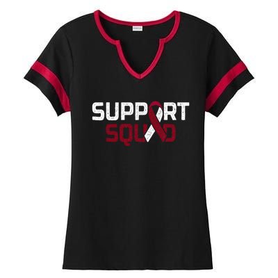 Support Squad Throat Oral Head & Neck Cancer Awareness Ladies Halftime Notch Neck Tee