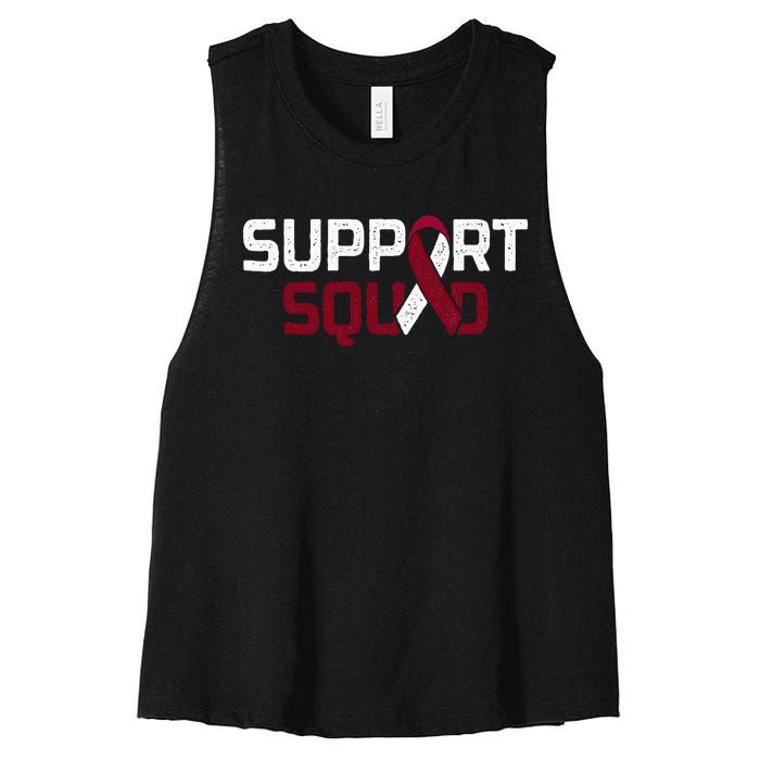 Support Squad Throat Oral Head & Neck Cancer Awareness Women's Racerback Cropped Tank