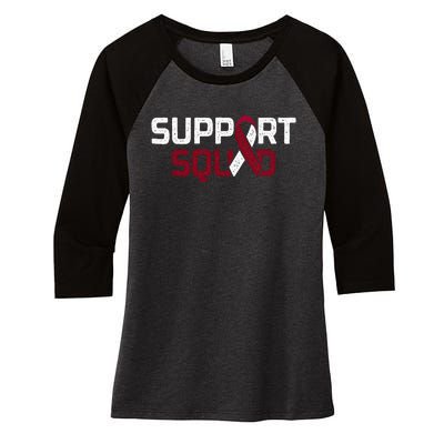 Support Squad Throat Oral Head & Neck Cancer Awareness Women's Tri-Blend 3/4-Sleeve Raglan Shirt