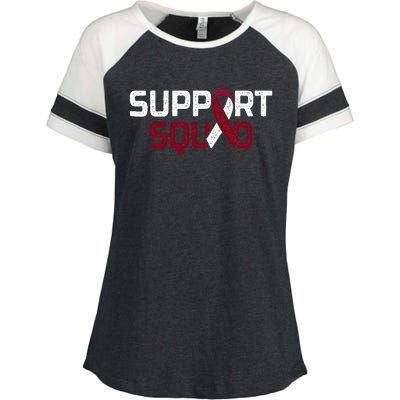 Support Squad Throat Oral Head & Neck Cancer Awareness Enza Ladies Jersey Colorblock Tee