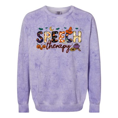 Slp Speech Therapist Halloween Colorblast Crewneck Sweatshirt