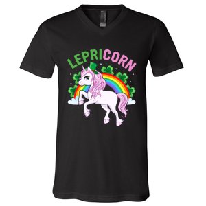 Lepricorn St Patricks Day V-Neck T-Shirt