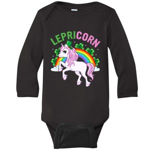 Lepricorn St Patricks Day Baby Long Sleeve Bodysuit