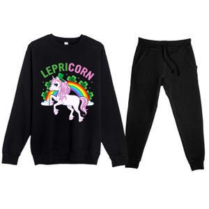 Lepricorn St Patricks Day Premium Crewneck Sweatsuit Set