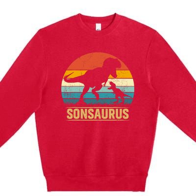 Son Saurus T Rex Dinosaur SonSaurus Matching Family Premium Crewneck Sweatshirt