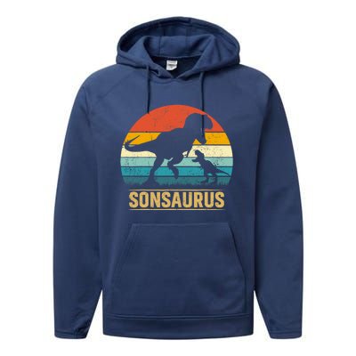 Son Saurus T Rex Dinosaur SonSaurus Matching Family Performance Fleece Hoodie