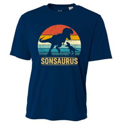 Son Saurus T Rex Dinosaur SonSaurus Matching Family Cooling Performance Crew T-Shirt