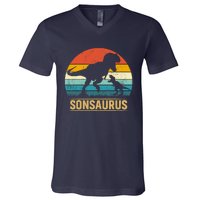 Son Saurus T Rex Dinosaur SonSaurus Matching Family V-Neck T-Shirt