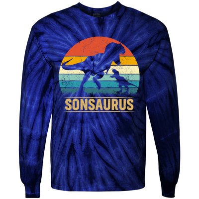 Son Saurus T Rex Dinosaur SonSaurus Matching Family Tie-Dye Long Sleeve Shirt