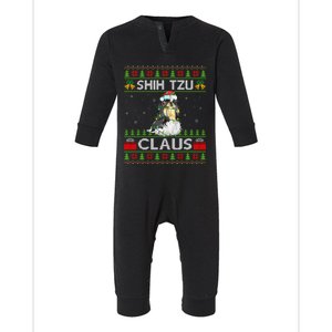 Santa Shih Tzu Dog Xmas Lighting Ugly Shih Tzu Christmas Gift Infant Fleece One Piece