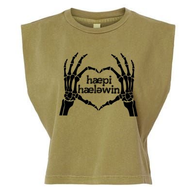 Skeleton SLP Trick Or Speech Happy Halloween Garment-Dyed Women's Muscle Tee