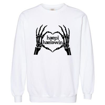 Skeleton SLP Trick Or Speech Happy Halloween Garment-Dyed Sweatshirt