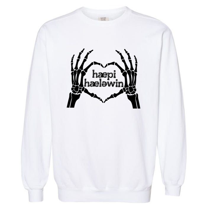 Skeleton SLP Trick Or Speech Happy Halloween Garment-Dyed Sweatshirt