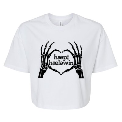 Skeleton SLP Trick Or Speech Happy Halloween Bella+Canvas Jersey Crop Tee