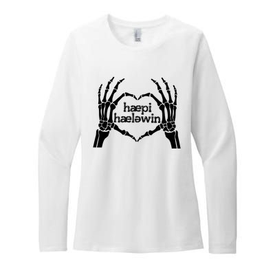 Skeleton SLP Trick Or Speech Happy Halloween Womens CVC Long Sleeve Shirt