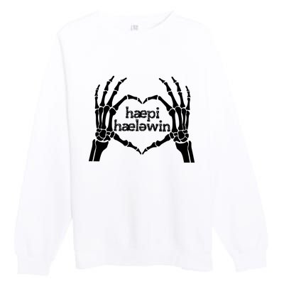 Skeleton SLP Trick Or Speech Happy Halloween Premium Crewneck Sweatshirt