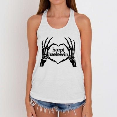 Skeleton SLP Trick Or Speech Happy Halloween Women's Knotted Racerback Tank