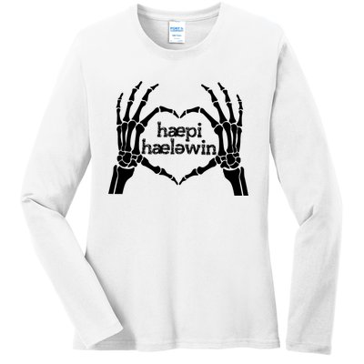 Skeleton SLP Trick Or Speech Happy Halloween Ladies Long Sleeve Shirt