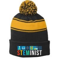 Steminist Science Technology Engineering Math Stem Stripe Pom Pom Beanie