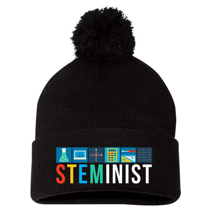 Steminist Science Technology Engineering Math Stem Pom Pom 12in Knit Beanie