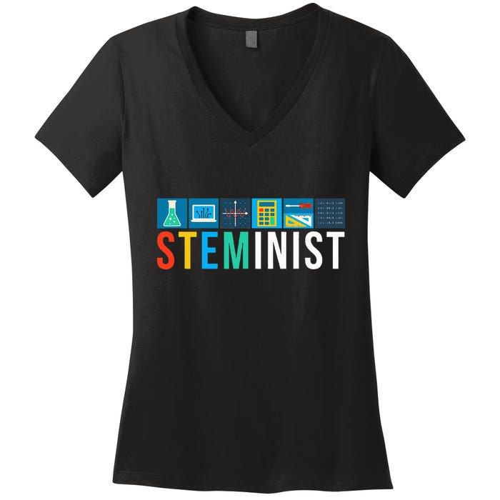 Steminist Science Technology Engineering Math Stem Women's V-Neck T-Shirt