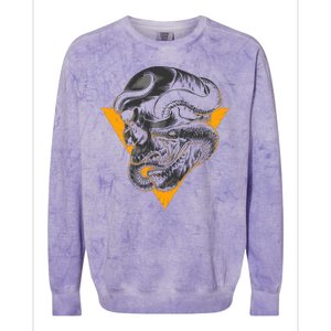 Skull Snake Triangle Graphic Design Colorblast Crewneck Sweatshirt