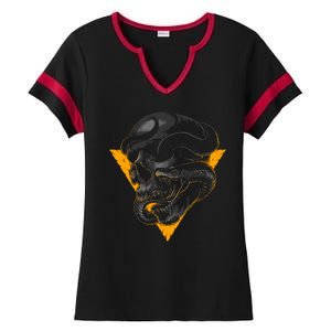 Skull Snake Triangle Graphic Design Ladies Halftime Notch Neck Tee