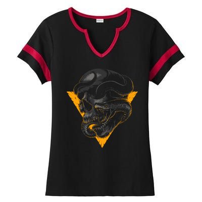 Skull Snake Triangle Graphic Design Ladies Halftime Notch Neck Tee