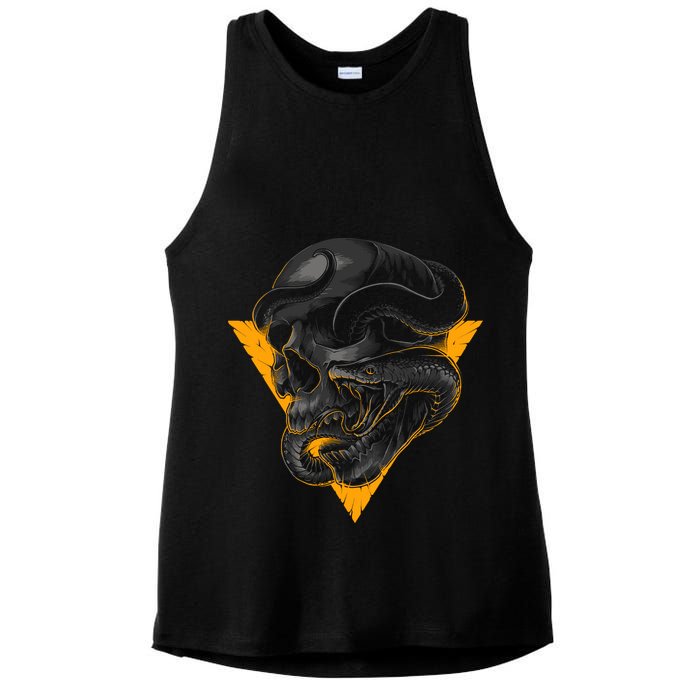 Skull Snake Triangle Graphic Design Ladies PosiCharge Tri-Blend Wicking Tank