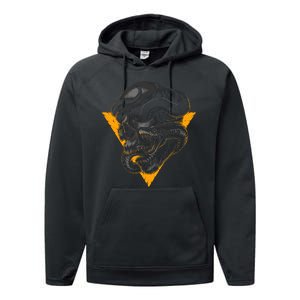 Skull Snake Triangle Graphic Design Performance Fleece Hoodie