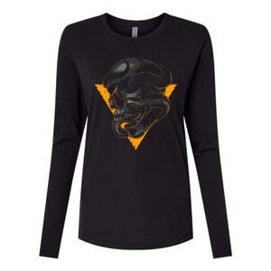 Skull Snake Triangle Graphic Design Womens Cotton Relaxed Long Sleeve T-Shirt