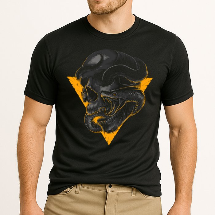 Skull Snake Triangle Graphic Design Cooling Performance Crew T-Shirt