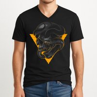 Skull Snake Triangle Graphic Design V-Neck T-Shirt