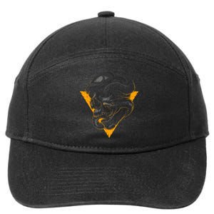 Skull Snake Triangle Graphic Design 7-Panel Snapback Hat