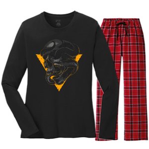 Skull Snake Triangle Graphic Design Women's Long Sleeve Flannel Pajama Set 